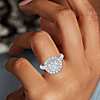14k 白金雙光環鑽石訂婚戒指（5/8 克拉總重量）